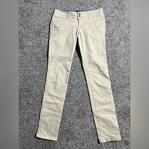 American Eagle Pants Womens 2 Long Tan Khaki Chino Skinny Casual Cotton